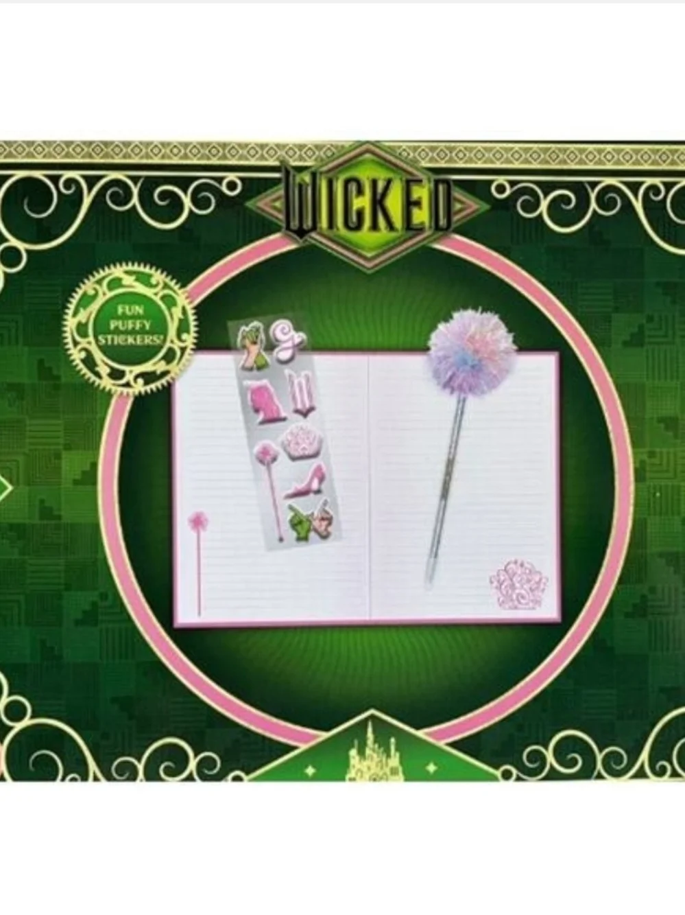 Wicked Pink Journal & Sticker Set with Pom-Pom Pen-NIB!